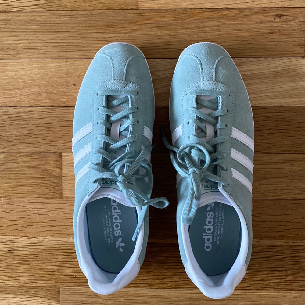 Light mint green Adidas Gazelles. Barely worn.